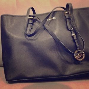 Michael Kors Handbag Black W/Gold Emblem